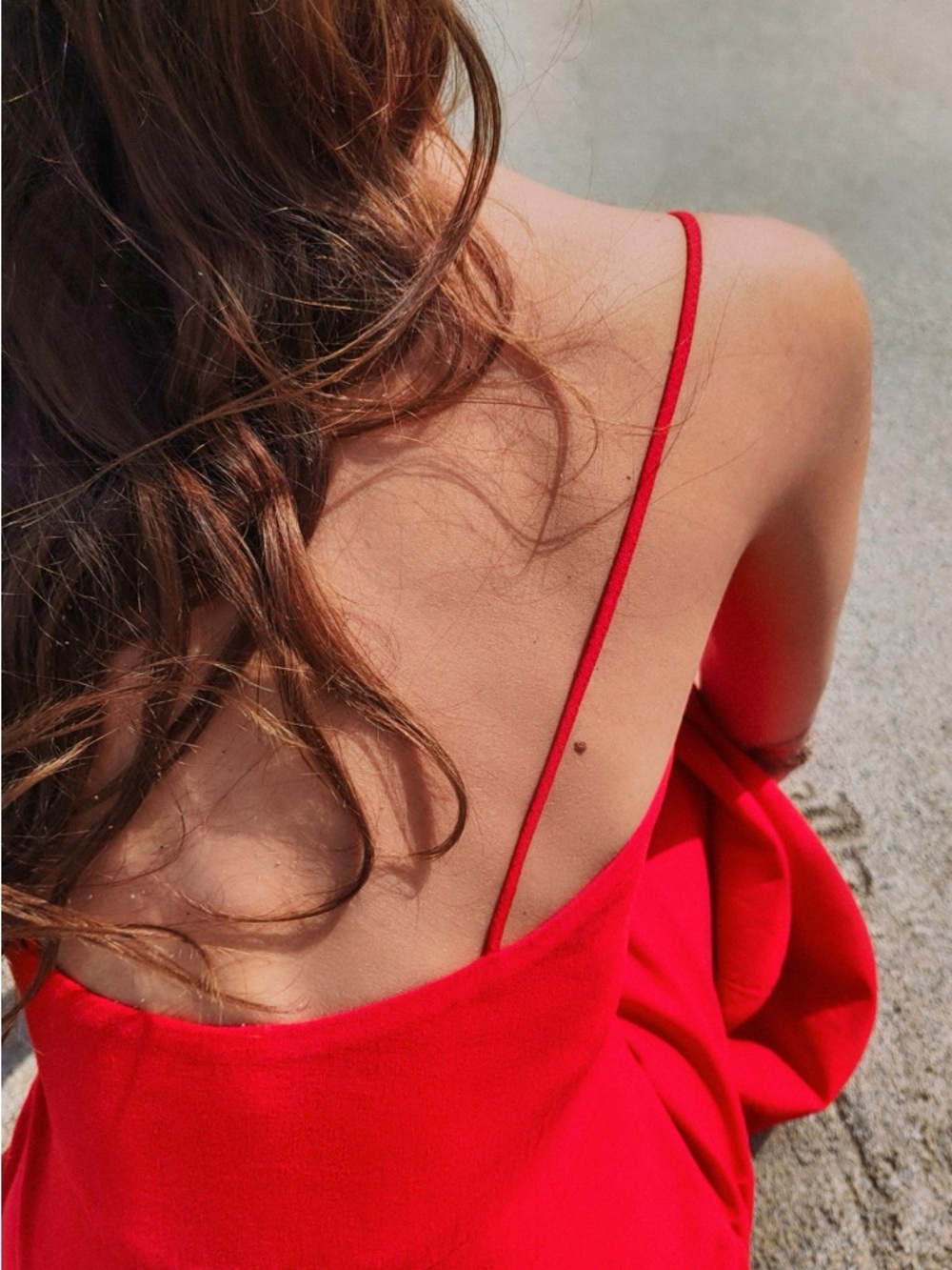 ZARA Red Linen Blend Midi Dress Button Front Slit Strappy Size XS Summer - Picture 13 of 16